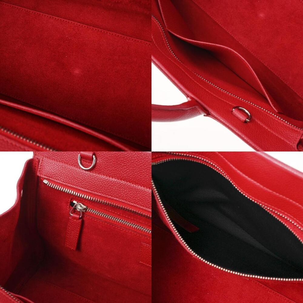 SAINT LAURENT Cabas Rive Gauche Red Leather Handbag - Picture 10 of 11